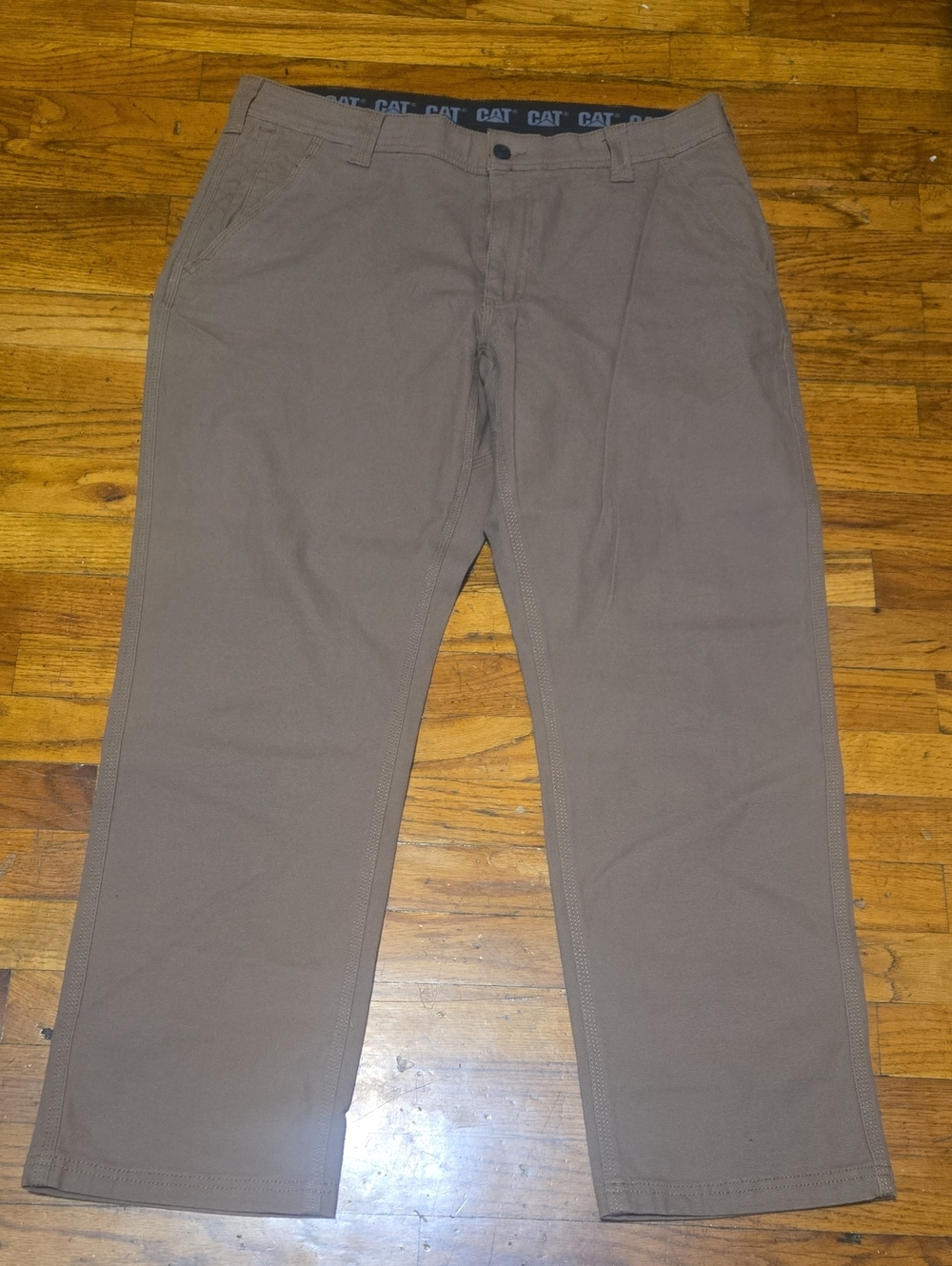 CAT Caterpillar Mens 36x30 Brown Canvas Stretch Work Pants Straight Leg
